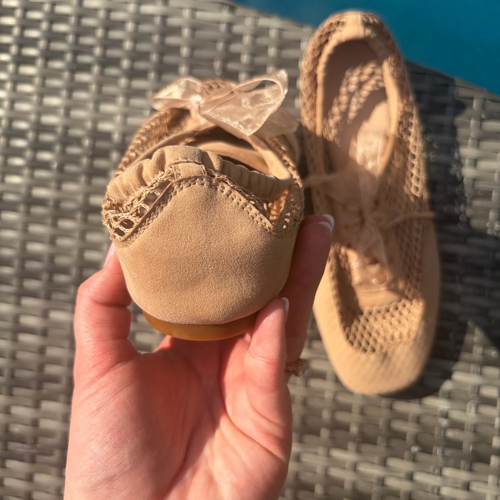 VIVAIA Square-Toe Lace-Up Sneakerina (Cristina) size 10.5 Mesh Tan - Picture 10 of 12